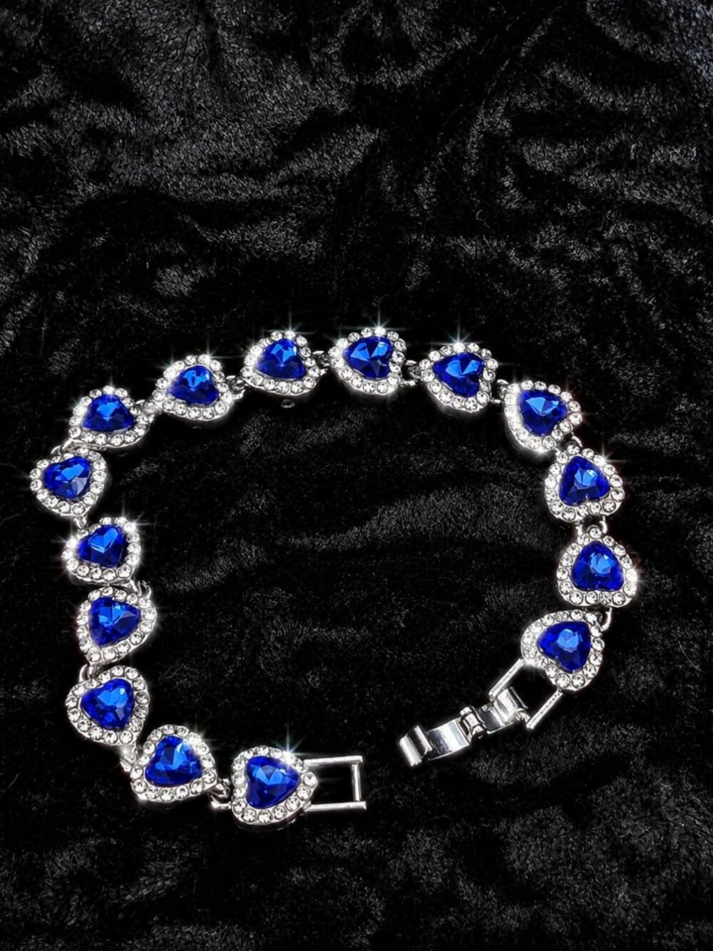 8" sapphire and cz heart shape bracelet...26004